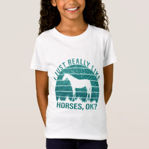 Camiseta Me gustan mucho los caballos en el verde marino