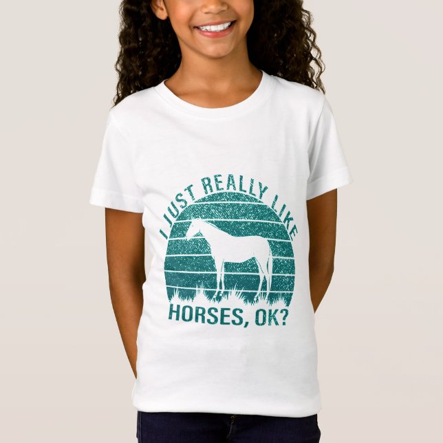 Camiseta Me gustan mucho los caballos en el verde marino (Anverso)