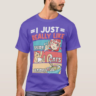 Camiseta Me gustan mucho los gatos de anime y el ramen Kawa