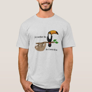 Camiseta Me gustaría estar en Costa Rica, tucán y perezoso