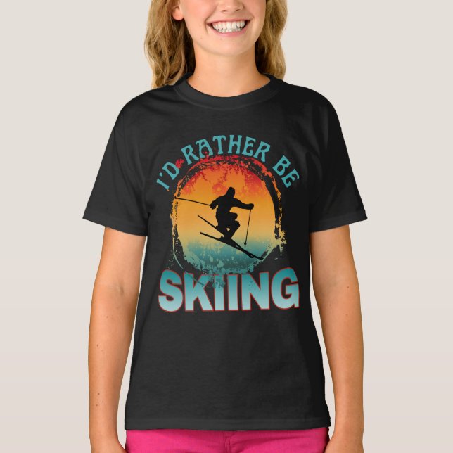 Camiseta Me gustaría estar esquiando (Anverso)