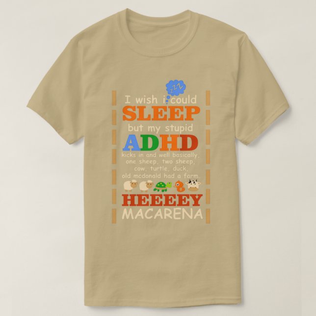 Camiseta Me gustaría poder dormir, pero mi estúpido TDAH pa (Diseño del anverso)