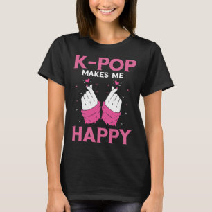 Camiseta Me hace feliz música pop K audífono música coreana
