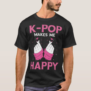 Camiseta Me hace feliz música pop K audífono música coreana