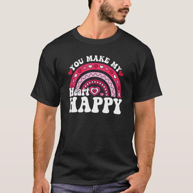 Camiseta Me Haces Corazón Feliz Corazón Arcoíris San Valent (Anverso)