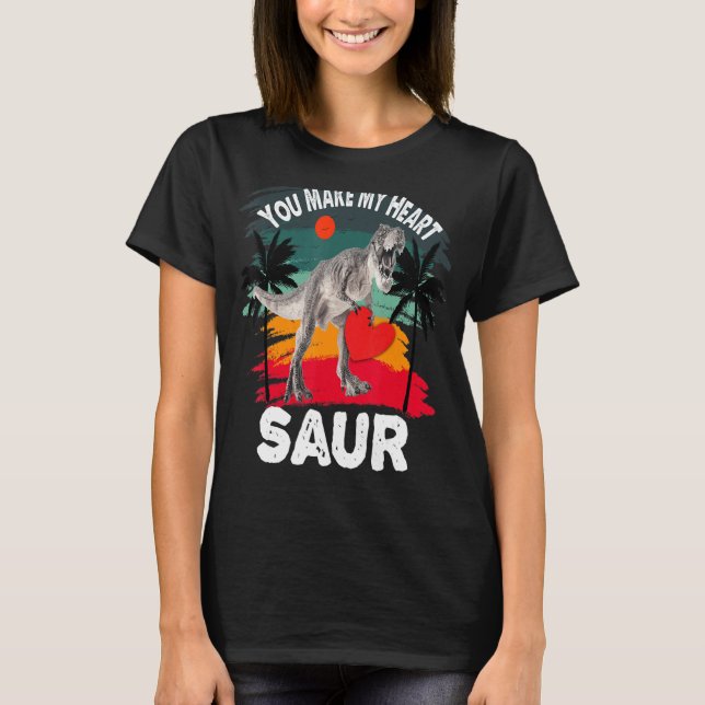 Camiseta Me haces el corazón Saur Valentine Dinosaur Valent (Anverso)