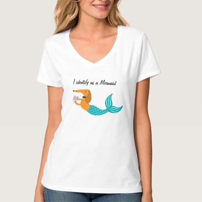 Camiseta Me identifico como una sirena de Dachshund (Anverso)