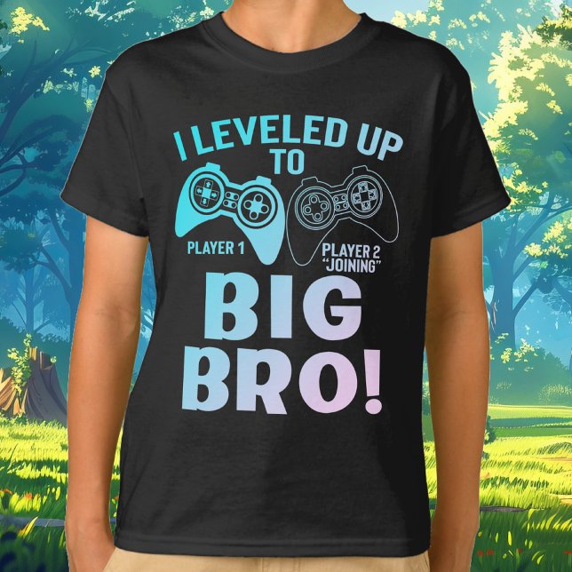 Camiseta Me Levanté Para El Gran Hermano (I Leveled Up To Big Bro Gradient Big Brother Gamer Controller Player 1 and Player 2 Joining T-Shirt)