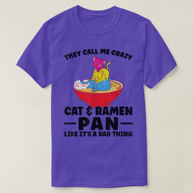 Camiseta Me llaman un gato loco y Ramen Pan Pride (Diseño del anverso)