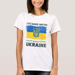 Camiseta Me mantengo con la bandera de Ucrania - Bandera uc