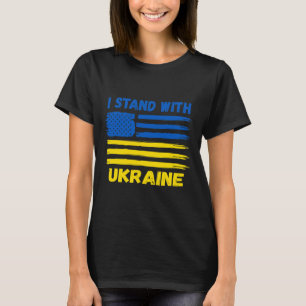 Camiseta Me mantengo con Ucrania azul y amarillo bandera de