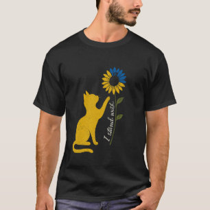 Camiseta Me pongo con gato y girasol amarillo azul apoyo