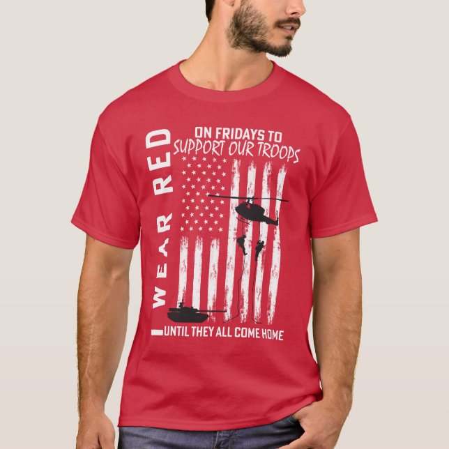 Camiseta Me Pongo Rojo Los Viernes En Apoyo De Veteranos Mi (Anverso)