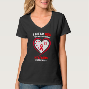 Camiseta Me pongo rojo por la conciencia del VIH SIDA de mi