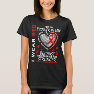 Camiseta Me pongo rojo por la enfermedad cardíaca de mi cuñ