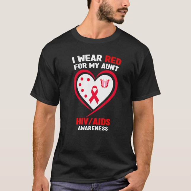 Camiseta Me pongo rojo por mi conciencia de VIH/SIDA (Anverso)