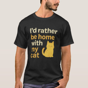 Camiseta Me quedaría en casa con gato  Estética suave paste