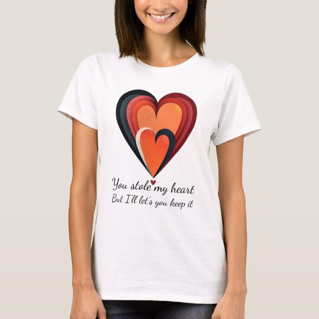 Camiseta Me robaste el corazón - Idea romántica de regalo (Anverso)