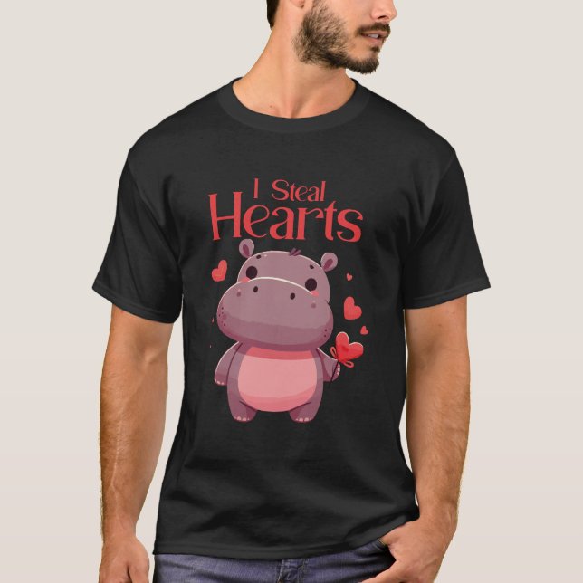 Camiseta Me Robo el corazón Hippopótamo (Anverso)