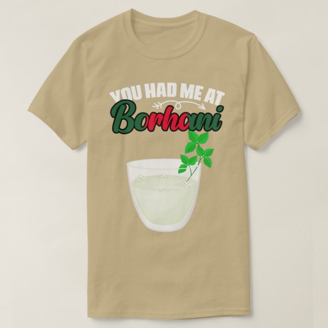 Camiseta Me tenías divertida comida bangladesí Borhani bang (Diseño del anverso)