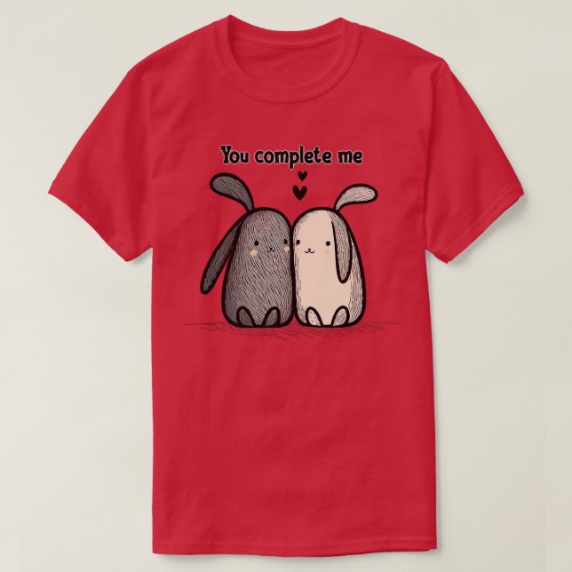 Camiseta Me terminas de aburrir conejitos con amor (Diseño del anverso)