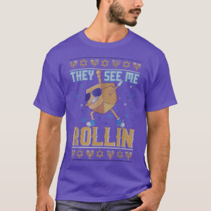 Camiseta Me ven Rollin' Feliz Hanukkah 2021 Dreidel Ga