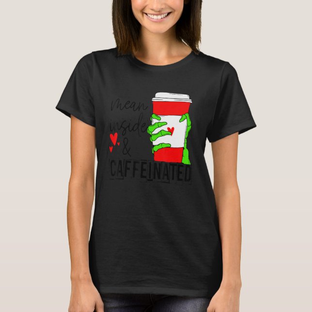 Camiseta Mean Inside And Caffeinated Skeleton Hand Coffee L (Anverso)