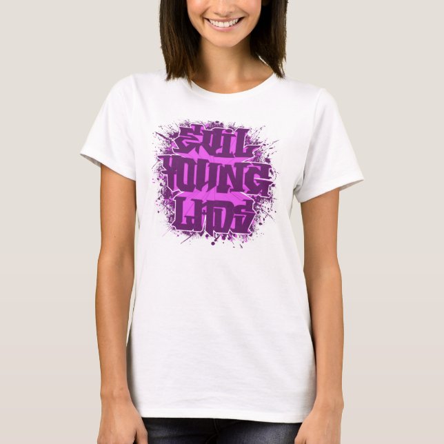 Camiseta Meanie joven malvado Purp de los chavales un rosa (Anverso)