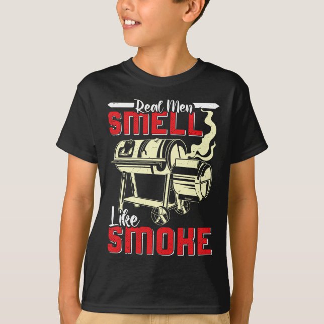 Camiseta Meat Lover Real Men Smell Like Smoke Funny Men  (Anverso)