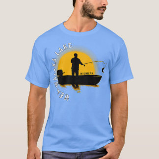 Camiseta Meauwataka Lake Fishing Michigan Sunrise