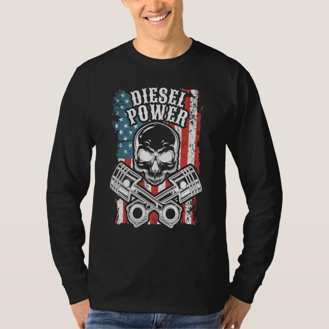 Camiseta Mecánica Bandera De Ee.Uu. Energía Diesel (Anverso)