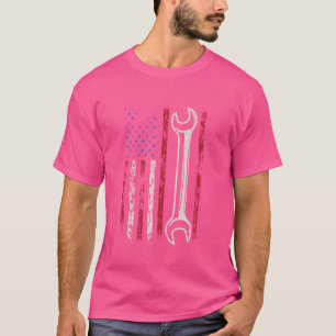 Camiseta Mecánica Bandera Estadounidense Patriótica Para Ho