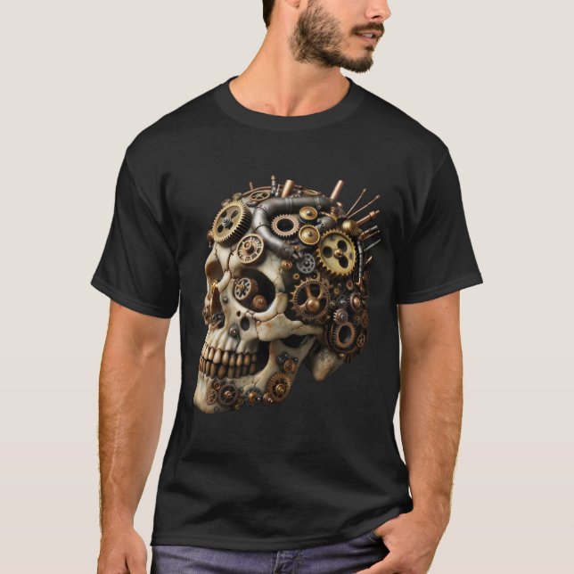 Camiseta Mecánica de cráneo de Steampunk (Anverso)