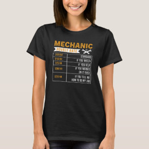Camiseta Mecánica de tasas de mano de obra por hora