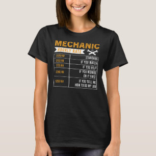 Camiseta Mecánica de tasas de mano de obra por hora