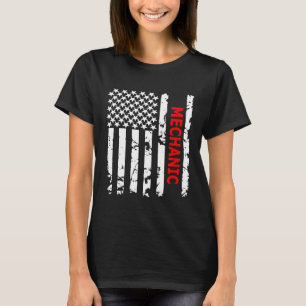 Camiseta Mecánico Americano Orgulloso Bandera De EE. UU.