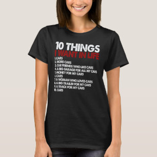 Camiseta Mecánico Automotriz Chico del Coche 10 cosas que