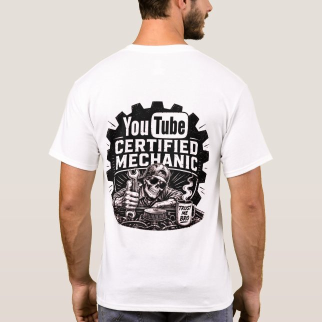 Camiseta Mecánico Certificado por YouTube (Reverso)