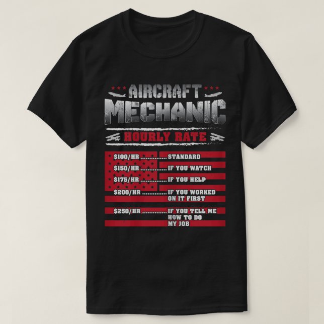 Camiseta Mecánico de aeronaves de frecuencia horaria Mecáni (Diseño del anverso)
