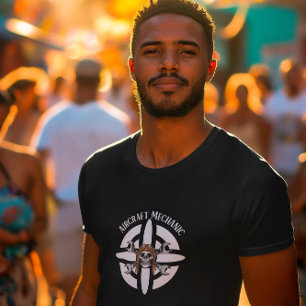 Camiseta Mecánico de Aeronaves, Piloto de Cráneo y Hélice,A