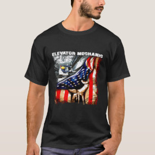 Camiseta Mecánico de ascensores bandera americana