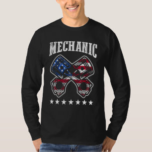 Camiseta Mecánico de Automóviles Patriótico 4 de Julio Band