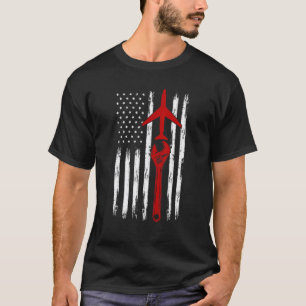Camiseta Mecánico de aviones Aeronave Usa Bandera Americana