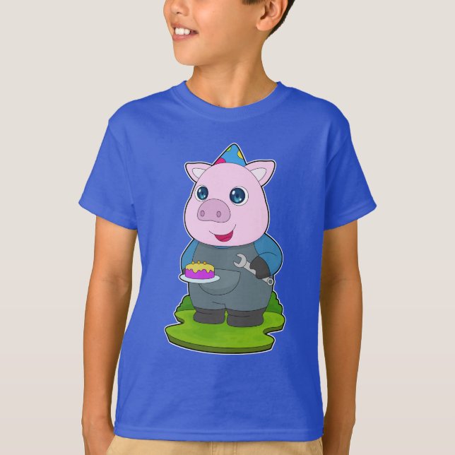 Camiseta Mecánico de cumpleaños de cerdo (Anverso)