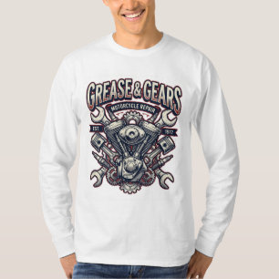 Camiseta Mecánico de Motocicletas Clásicas Grasa y Engranaj