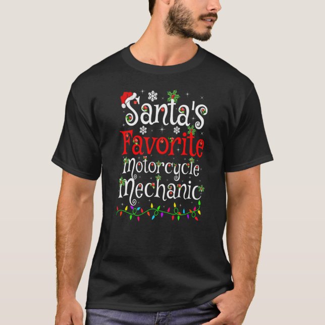 Camiseta Mecánico de motocicletas favoritas de Santa S (Anverso)