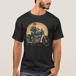 Camiseta Mecánico de motor clásico con motocicleta vintage