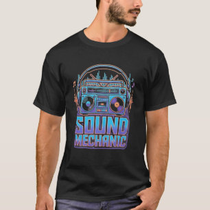 Camiseta Mecánico de Sonido Retro Boombox DJ Música