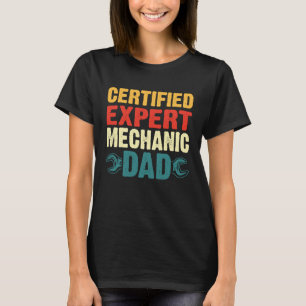 Camiseta Mecánico Experto Certificado Papá Coches Antiguos 