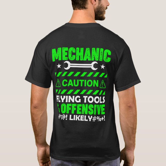 Camiseta Mecánico Precaución....Divertido (Reverso)